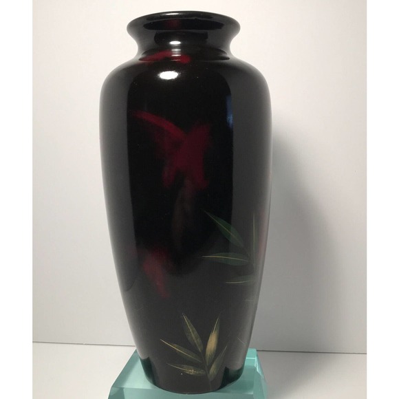 YellowWare Vase Bird , possibly Japanese , wonderful color and design. - Picture 6 of 12